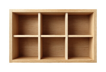 Organized wooden shelf display home interior furniture minimalist style, isolated on transparent background, png