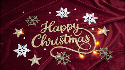 Naklejka premium happy Christmas red and gold them text