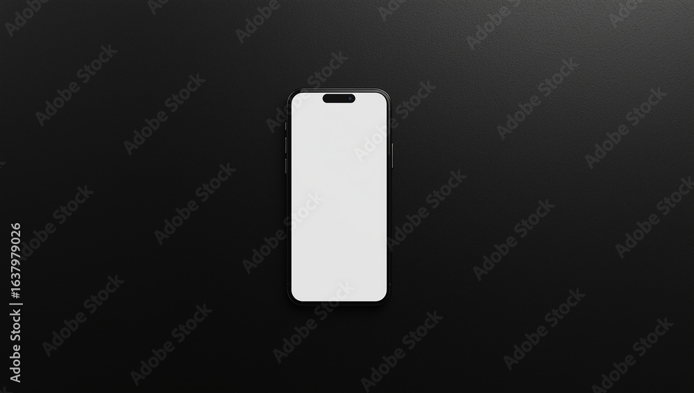 Poster minimalist white rectangular object with rounded corners isolated on a stark black background