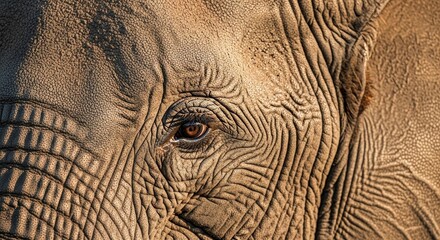 Close-up of African Elephant Eye with Detailed Skin Texture