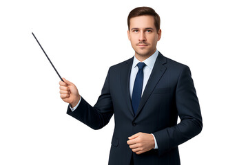 Businessman Pointing at Graph on Screen