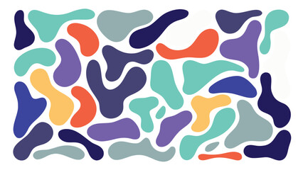 Abstract background featuring a collection of colorful organic shapes on a white canvas design art