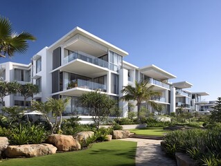 Fototapeta premium Contemporary Apartment Building with Landscaping