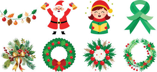 Christmas Icon Set in Flat Design Style Christmas icon bundle design
