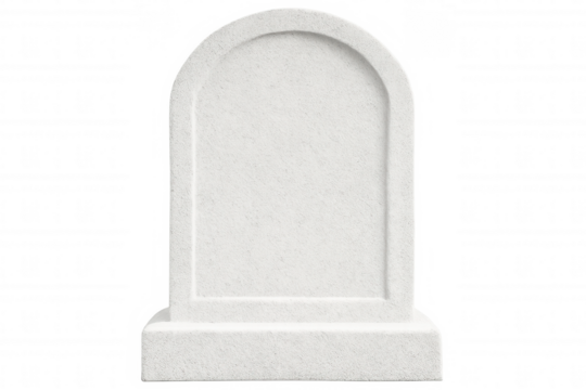 Simple white gravestone with blank surface, isolated on transparent background, symbolizes remembrance and mourning - Powered by Adobe