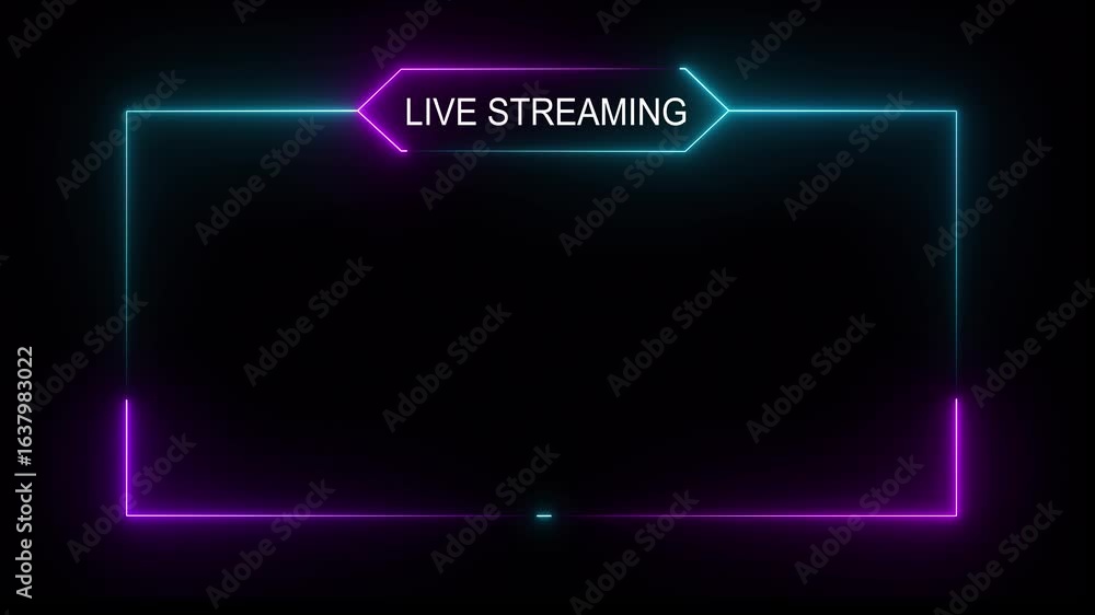 Poster live streaming neon text frame animation box frame neon frame live streaming game live stream overla