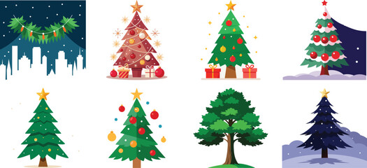 Christmas Icon Set in Flat Design Style Christmas icon bundle design