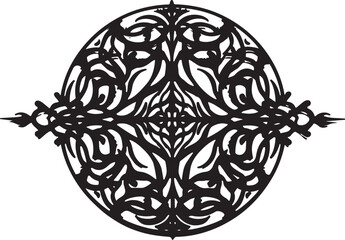 Intricate Circular Mandala Silhouette – Decorative Geometric Pattern Design