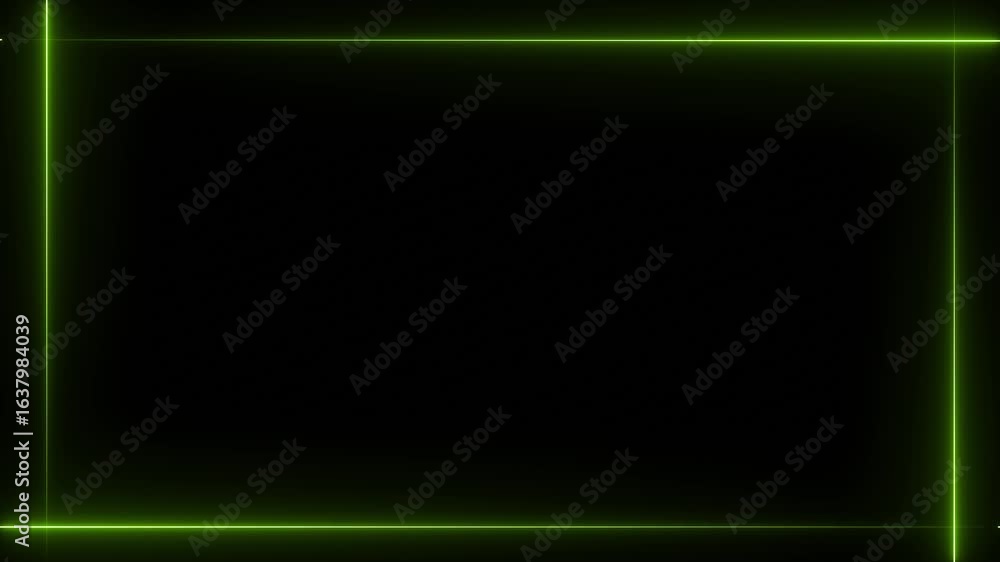 Poster abstract neon line picture frame background, rectangular fire effect animation. fire flame gradually