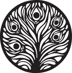 Intricate Circular Mandala Silhouette – Decorative Geometric Pattern Design