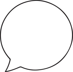 Minimalistic Outline Speech Bubble on White Background, Black and White Line Art, Communication Concept
