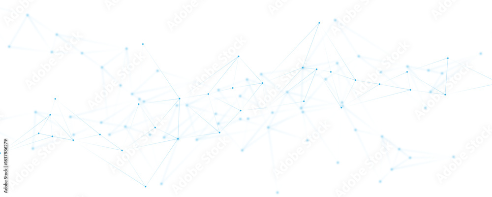 Poster blue white abstract polygon connection mesh digital technology futuristic communication high tech co
