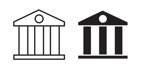 Bank building icon. Bank building linear icon. Thin line customizable illustration. Vector isolated outline drawing. Editable stroke