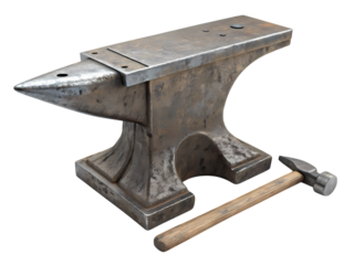 Anvil and Hammer: Tools of the Blacksmith on transparent background