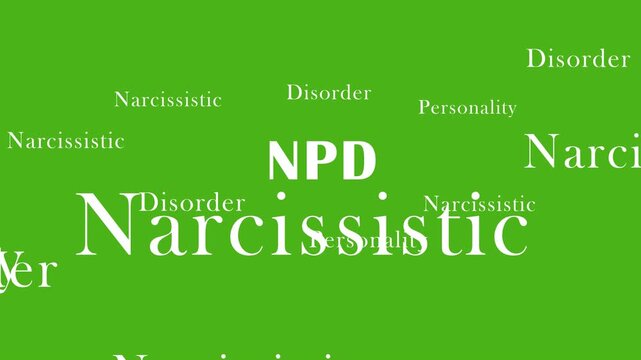 NPD text animation isolated green background. Narcissistic Personality Disorder