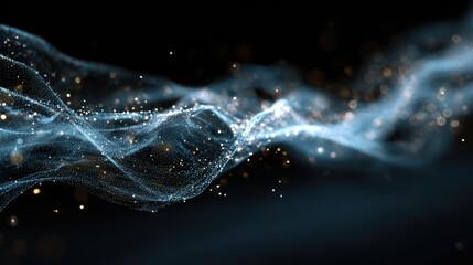 glowing particles dark wave flow