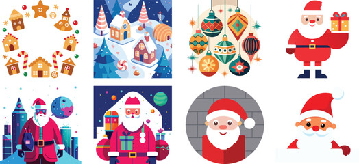 Christmas Icon Set in Flat Design Style Christmas icon bundle design