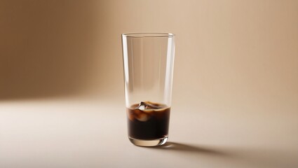 Ice coffee in a glass, clean and neutral background