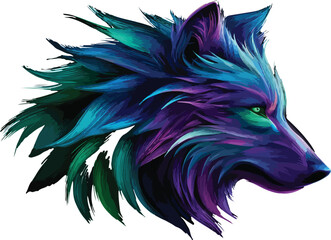 Fototapeta premium Colorful abstract wolf portrait