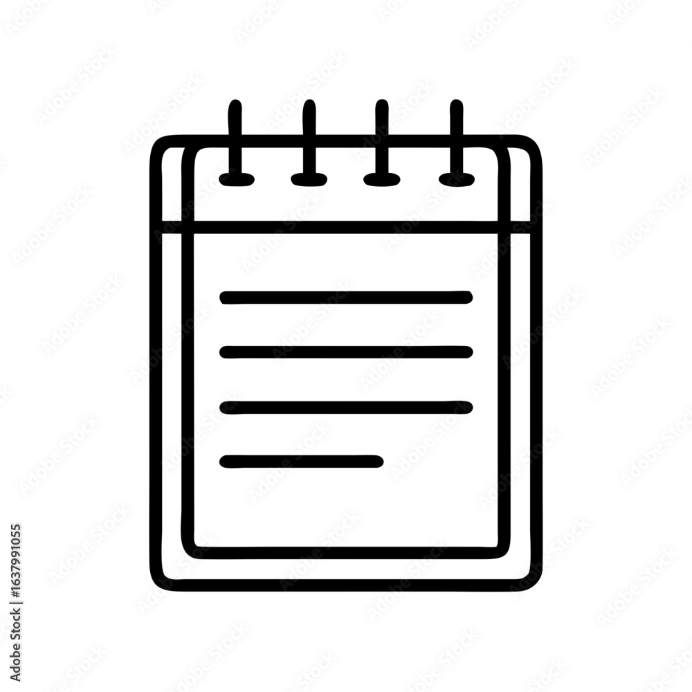 Poster notebook notepad memo pad sketchpad drawing pad writing pad list pad outline vector icon