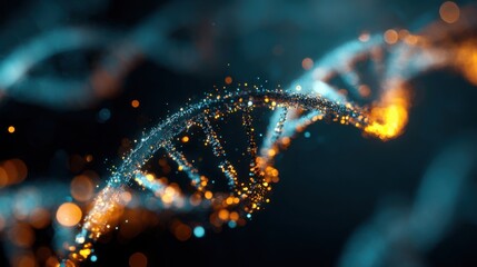 glowing dna strand abstract art