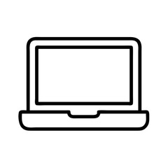 Laptop computer vector icon for technology and business use in outline style for websites and apps