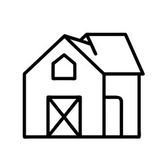 Outline barn vector icon illustration of agricultural building farm structure design element isolated