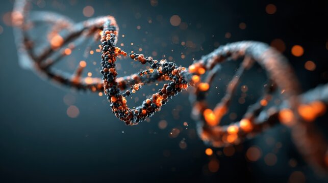 glowing dna helix strand spins - Powered by Adobe