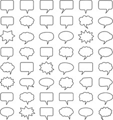Fototapeta premium Collection of hand drawn speech bubble outlines in various shapes and styles silhouette