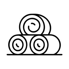 Hay bales vector icon illustration, agriculture and farming concept, hay rolls outline drawing