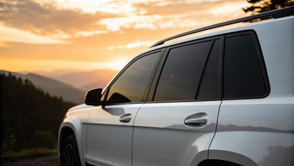 Obraz premium Detailed side view of ceramic window tint on vehicle — enhancing comfort and sun protection 