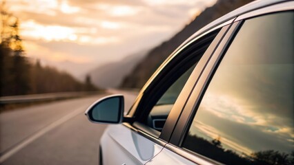 Side angle of car window with advanced ceramic tint — reducing heat and UV exposure
