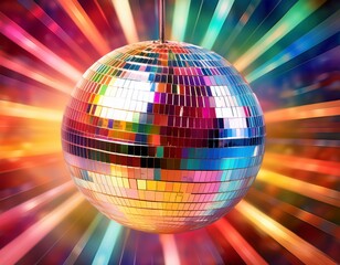 colorful disco ball in a vibrant background