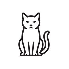 Sitting cute cat vector icon on white background