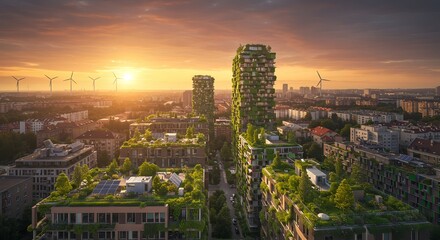 sunset over the city