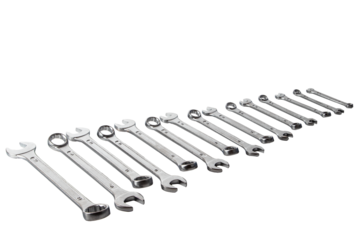 Set of Combination Wrenches on Black Background
