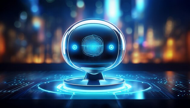 an advanced ai chat bubble showcasing a voice assistant for futuristic interactions and enhanced communication capabilities - Powered by Adobe