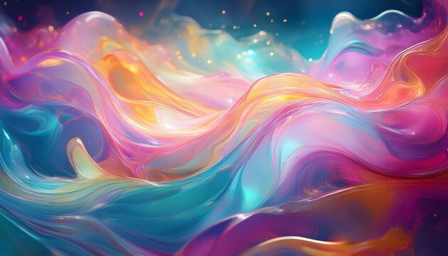 abstract colorful background swirling waves of liquid glass and glowing vapor pastel colors ai generated