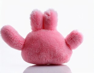 pink plush hand toy isolated on white background