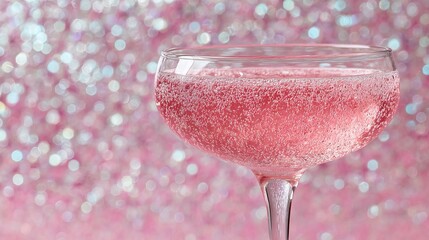 Celebrate with a sparkling pink cocktail in this festive bubbly scene, perfect for special occasions.