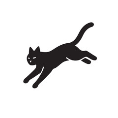 Leaping cat in mid air silhouette vector illustration