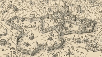 Fototapeta premium Historical Fortress City Plan