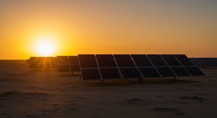 solar panels at sunset