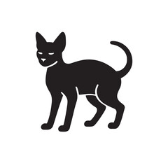 Sphynx cat, silhouette vector on white background
