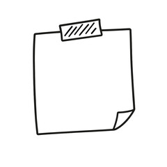 Handgezeichnete Notizzettel Vektor Illustration Minimalistisch Sticky Notes Büroklammer Klebeband Pin Wellenrand Outline Grafik Dekoration Planung Scrapbooking Wandkunst Social Media Design Element Vo