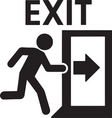 Emergency exit symbol silhouette vector icon, ideal for safety signs, evacuation routes, and building safety.