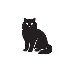 Sitting cat silhouette vector icon