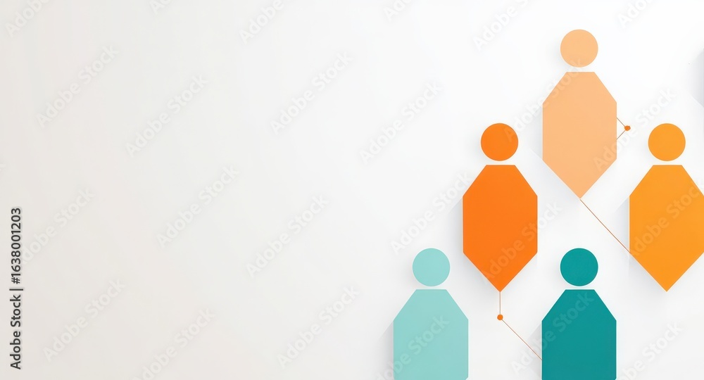 Aufkleber marketing metrics reach concept. abstract shapes representing people in a modern design layout.