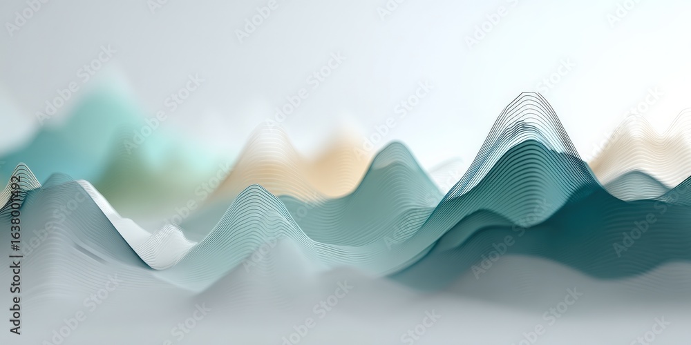 Poster marketing metrics reach concept. abstract wavy landscape with soft colors and flowing lines.
