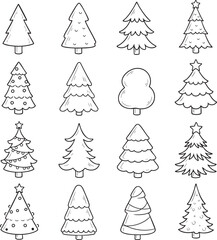 Cute Cartoon Christmas Tree Silhouette Collection